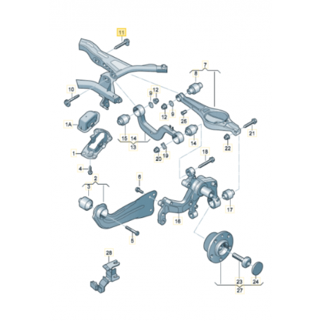 Genuine VAG Rear Toe Bolt, Washer & Nut Kit